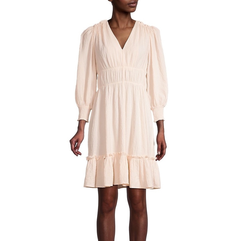 Calvin Klein Smocked Day Dress in Blush